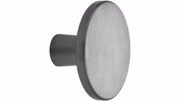 Knopf PLATO Aluminium - Anthrazit gebürstet - 42 mm lang vor weißem Hintergrund
