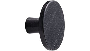 Knopf PLATO Aluminium - Gebürstet matt schwarz - 42 mm lang  vor weißem Hintergrund