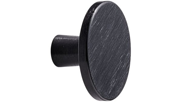 Knopf PLATO Aluminium - Gebürstet matt schwarz - 42 mm lang vor weißem Hintergrund