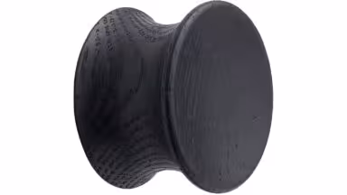 Knopf PULLEY Holz - Schwarze Esche - 45 mm lang vor weißem Hintergrund