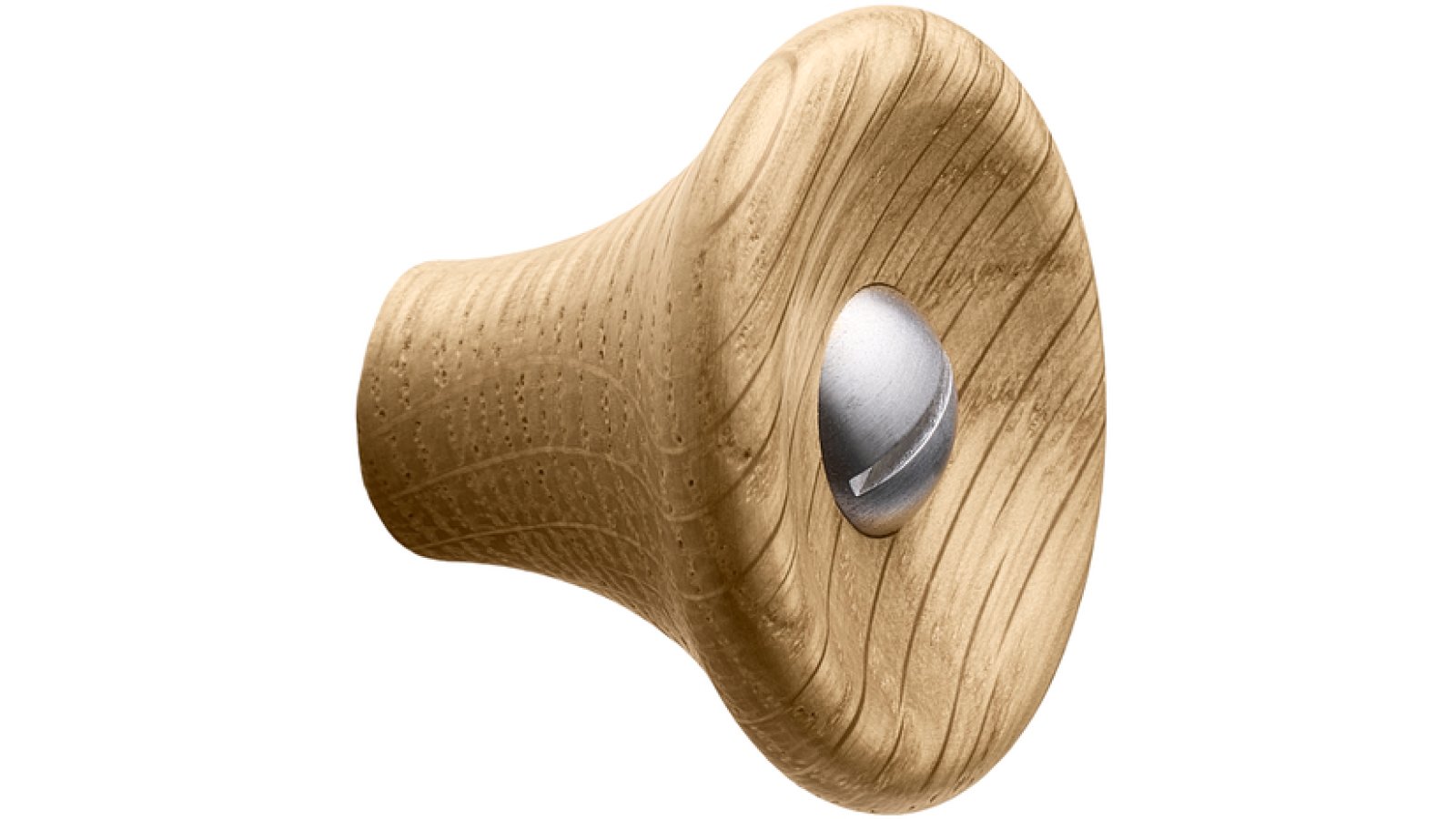 Knopf RECTA Holz Edelstahl-Eiche - Lackiert/Edelstahl - 38 mm lang  vor weißem Hintergrund