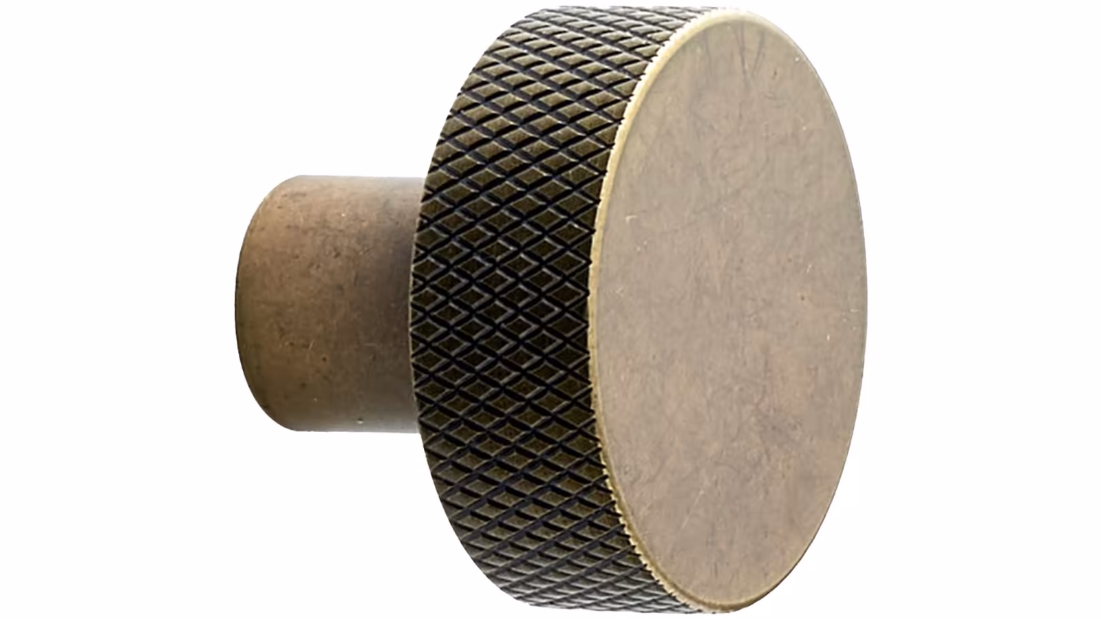 Knopf SIMON Stahl - Messing antik - 35 mm lang  vor weißem Hintergrund