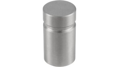 Knopf Spiesen-Elversberg Edelstahl fein geschliffen - 14 mm lang  vor weißem Hintergrund