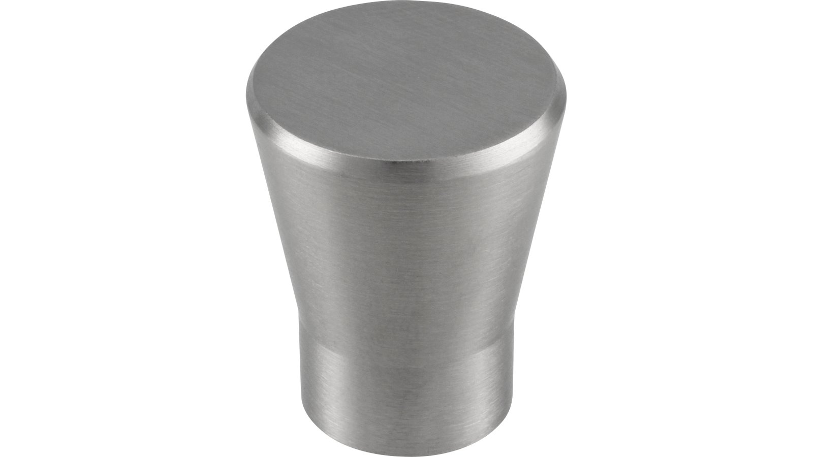 Moebelknopf-Stadtbergen-edelstahlfarbig-Edelstahl-Stahl-laenge-16-761902 Knopf Stadtbergen Edelstahl fein geschliffen - 16 mm lang vor weißem Hintergrund