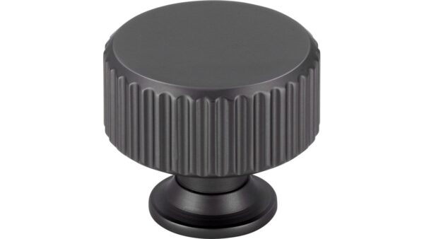 Knopf Stripes-Round-Massiv Druckguss anthrazit matt - 30 mm lang  vor weißem Hintergrund