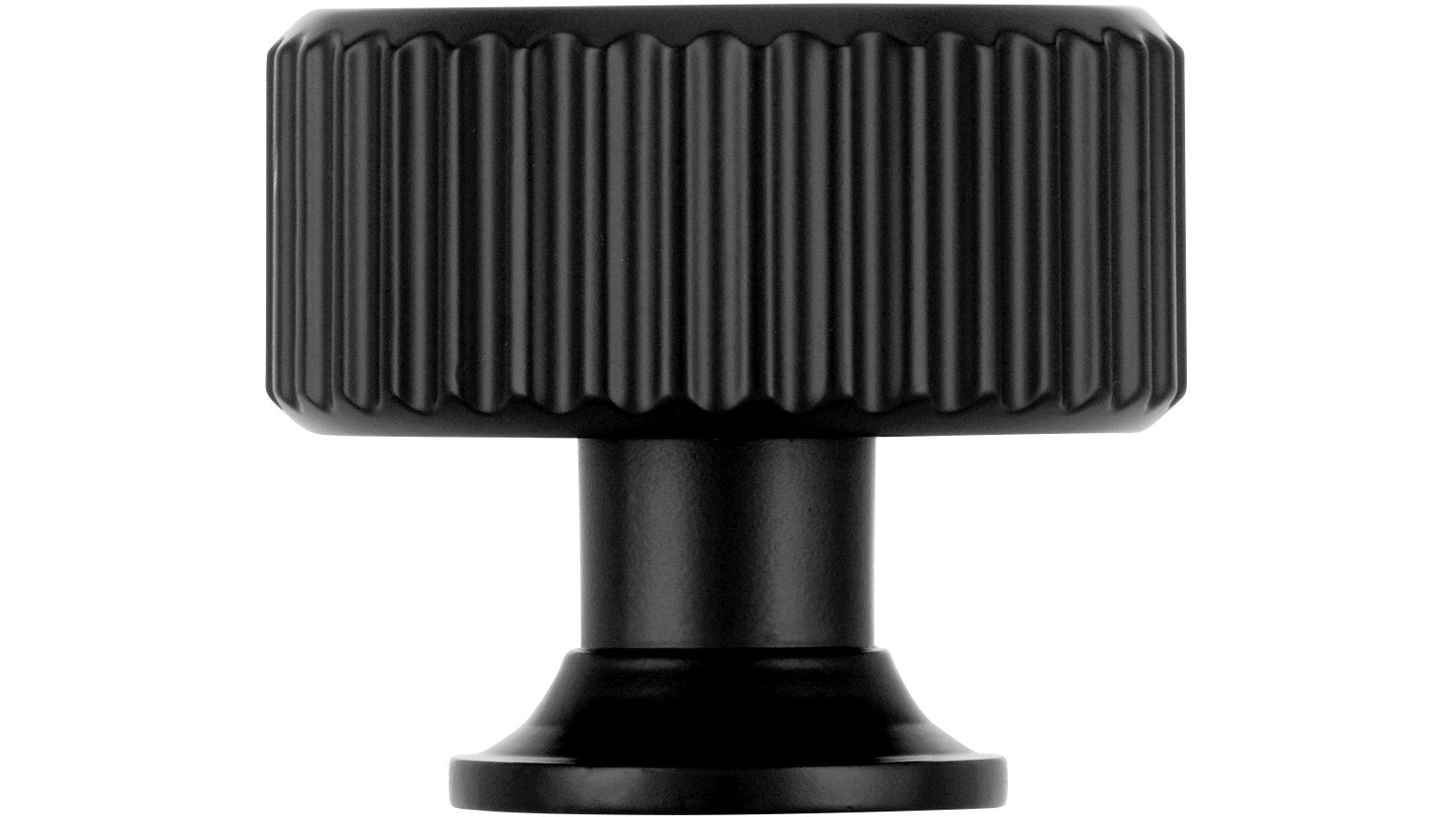 Knopf Stripes-Round-Massiv Druckguss schwarz matt pulverbeschichtet - 30 mm lang  vor weißem Hintergrund