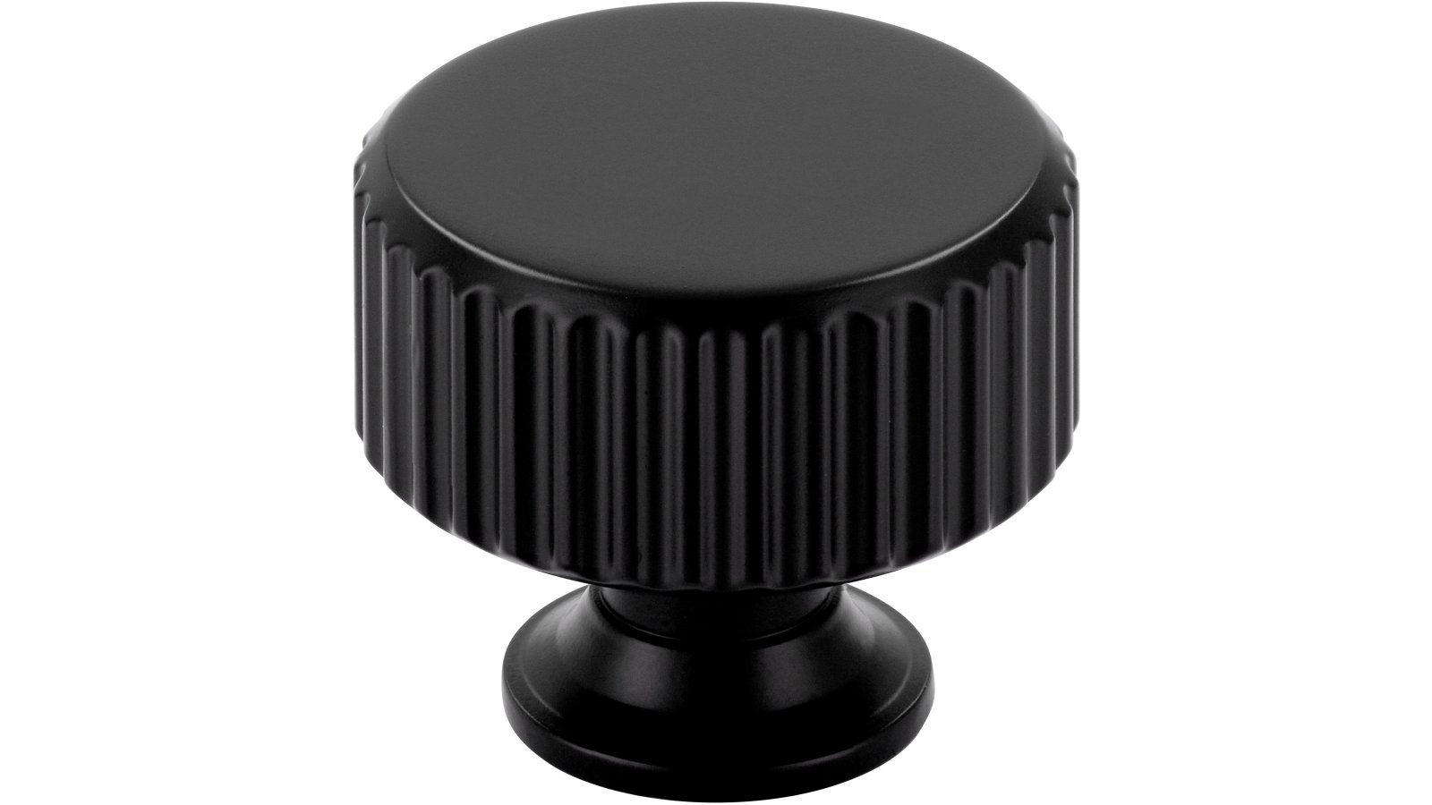 Knopf Stripes-Round-Massiv Druckguss schwarz matt pulverbeschichtet - 30 mm lang  vor weißem Hintergrund