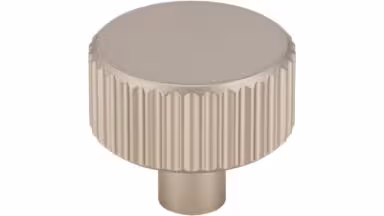 Knopf Stripes-Round Aluminium edelstahleffekt - 30 mm lang  vor weißem Hintergrund