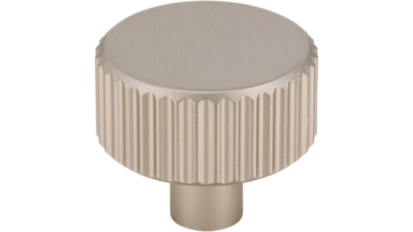 Knopf Stripes-Round Aluminium edelstahleffekt - 30 mm lang  vor weißem Hintergrund