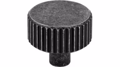 Knopf Stripes-Round Aluminium eisenfarbig getrommelt matt - 30 mm lang  vor weißem Hintergrund