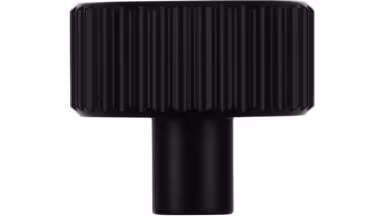 Knopf Stripes-Round Aluminium schwarz matt pulverbeschichtet - 30 mm lang  vor weißem Hintergrund