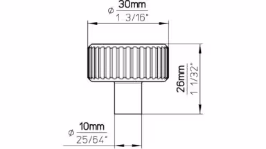 Knopf Stripes-Round Aluminium schwarz matt pulverbeschichtet - 30 mm lang  vor weißem Hintergrund