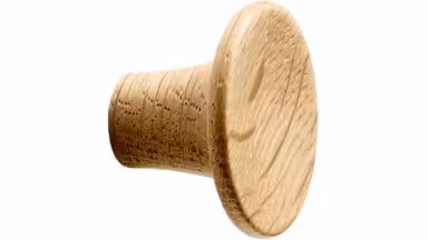 Knopf TUBA2 Holz Eiche - Lackiert - 28 mm lang vor weißem Hintergrund