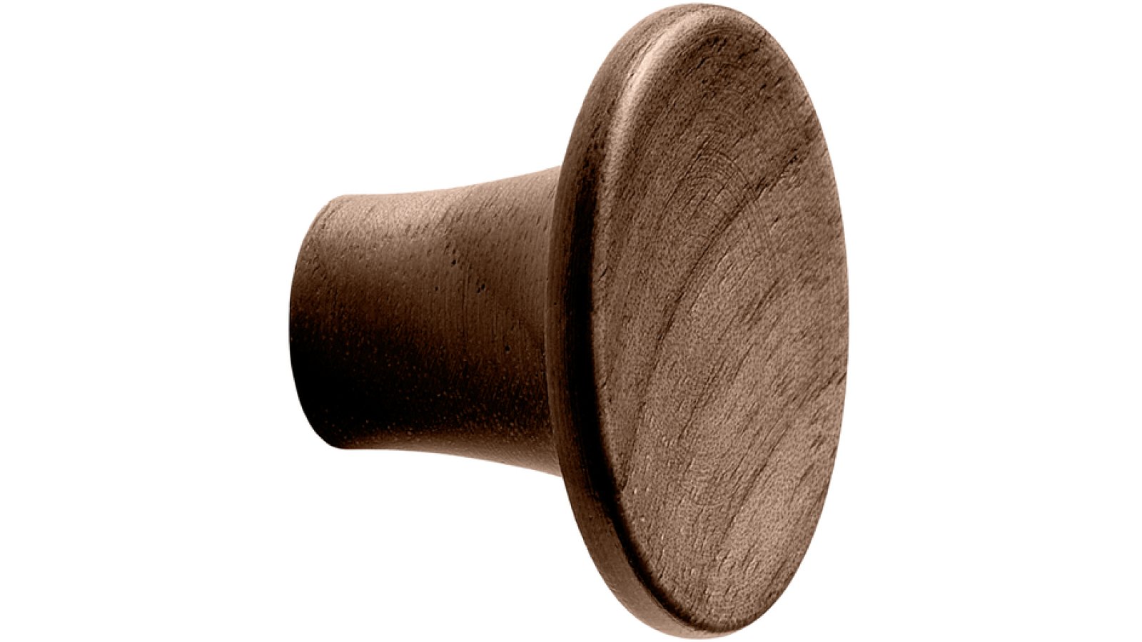 Knopf TUBA2 Holz Nussbaum - Lackiert - 28 mm lang  vor weißem Hintergrund