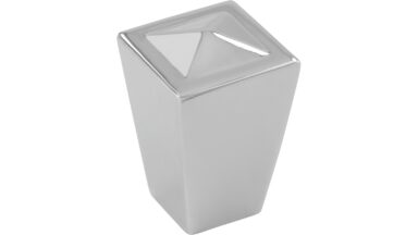 Knopf Werdohl Druckguss chrom glänzend - 18 mm lang vor weißem Hintergrund