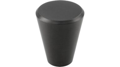 Knopf Wertheim Edelstahl schwarz geschliffen - 20 mm lang vor weißem Hintergrund