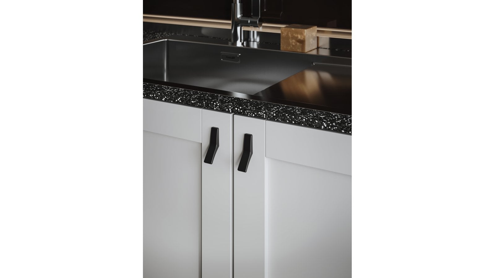 Knopf Werther Druckguss schwarz matt pulverbeschichtet - 55 mm lang  vor weißem Hintergrund