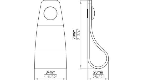 Knopf Wettin-Löbejün Druckguss schwarz Leder - 70 mm lang  vor weißem Hintergrund