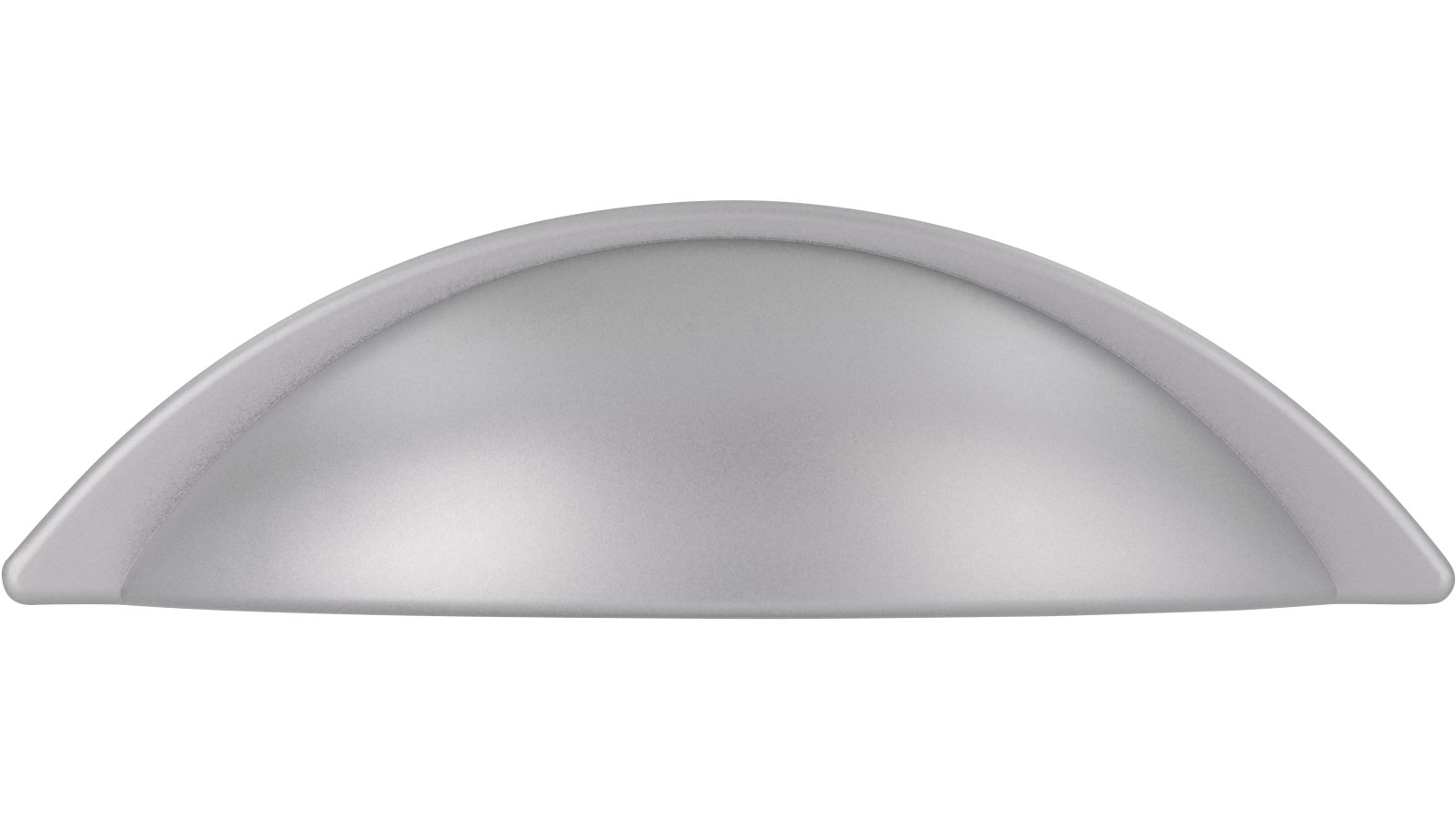 Muschel Dormagen Kunststoff metallisiert weißaluminium - 113 mm lang  vor weißem Hintergrund