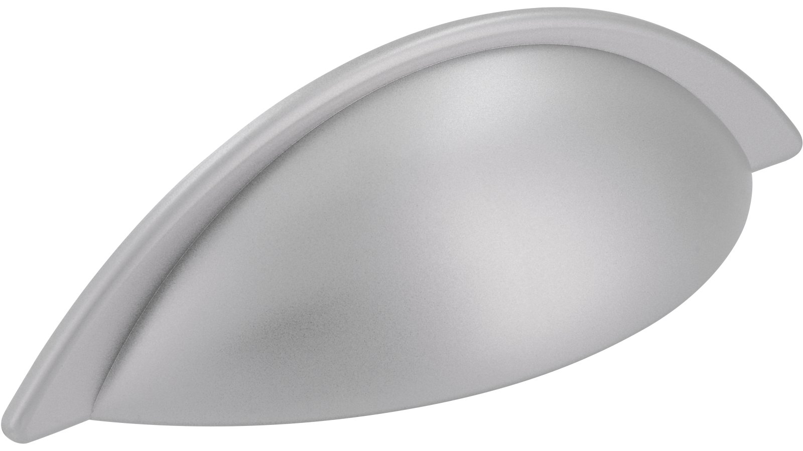 Muschel Dormagen Kunststoff metallisiert weißaluminium - 113 mm lang  vor weißem Hintergrund