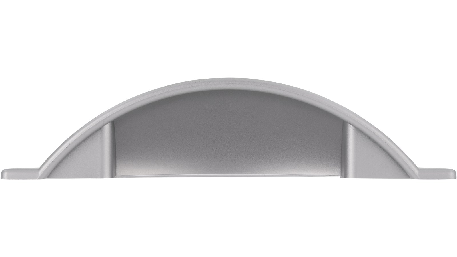 Muschel Dormagen Kunststoff metallisiert weißaluminium - 113 mm lang  vor weißem Hintergrund