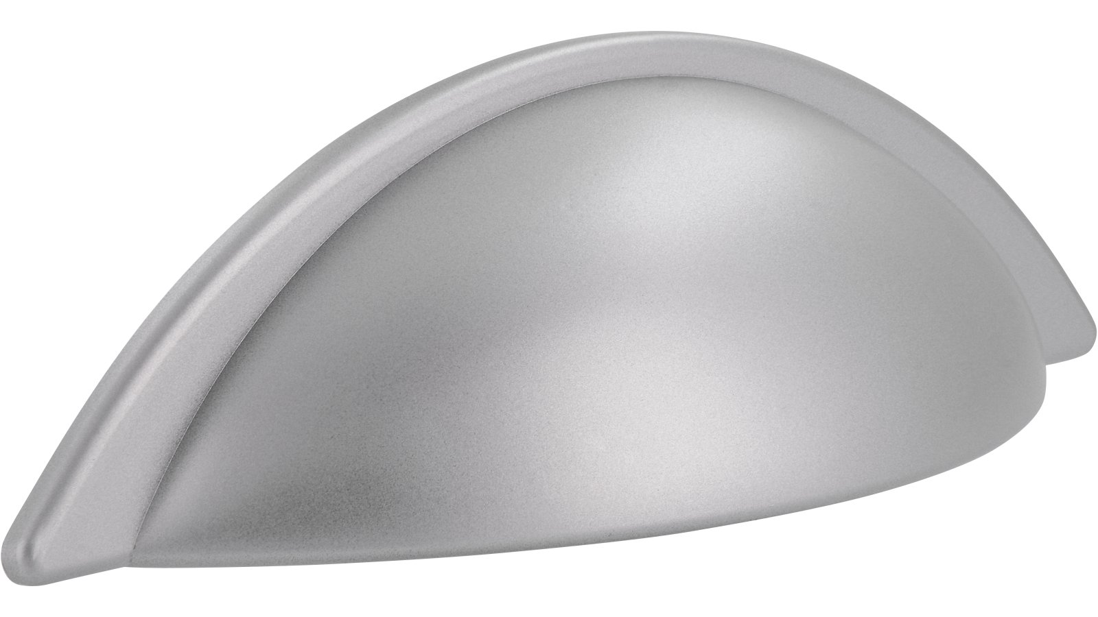 Muschel Dormagen Kunststoff metallisiert weißaluminium - 113 mm lang  vor weißem Hintergrund