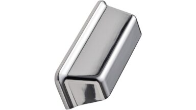 Muschelgriff EQUESTER-CUP Zink - Glanz Nickel - 78 mm lang vor weißem Hintergrund