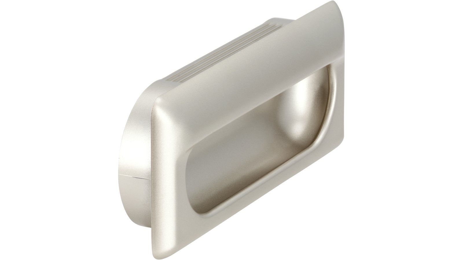 Muschelgriff-Erfurt-nickel-Kunststoff-laenge-112-673014-seitlich Muschel Erfurt Kunststoff metallisiert nickel - 112 mm lang vor weißem Hintergrund