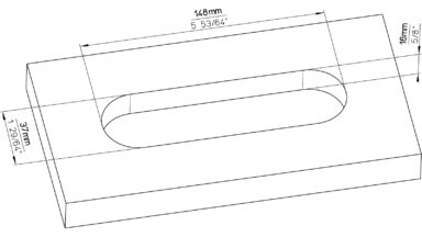 Muschel Ismaning Edelstahl fein geschliffen - 180 mm lang  vor weißem Hintergrund