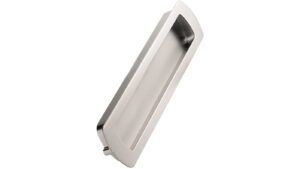 Muschelgriff LUX Zink - Edelstahloptik - 208 mm lang vor weißem Hintergrund