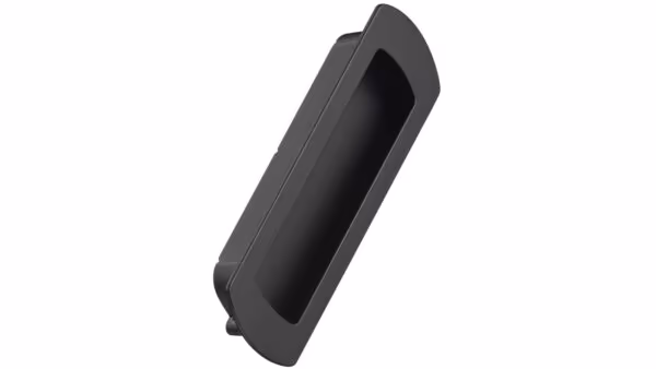 Muschelgriff LUX Zink - Schwarz matt - 144 mm lang vor weißem Hintergrund