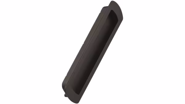 Muschelgriff LUX Zink - Schwarz matt - 208 mm lang  vor weißem Hintergrund