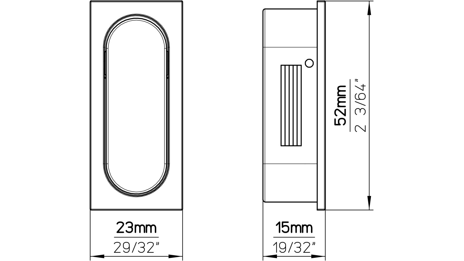 Muschel Neu-Wulmstorf Druckguss alufarbig pulverbeschichtet - 52 mm lang  vor weißem Hintergrund