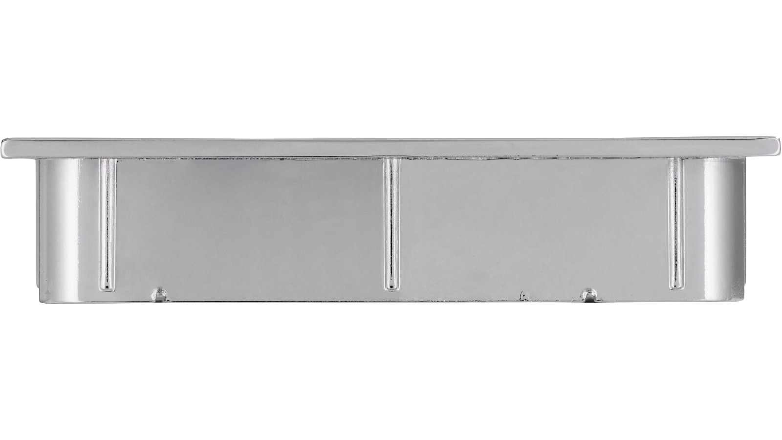 Muschel Ober-Ramstadt Druckguss - Stahl chrom glänzend - 76 mm lang  vor weißem Hintergrund