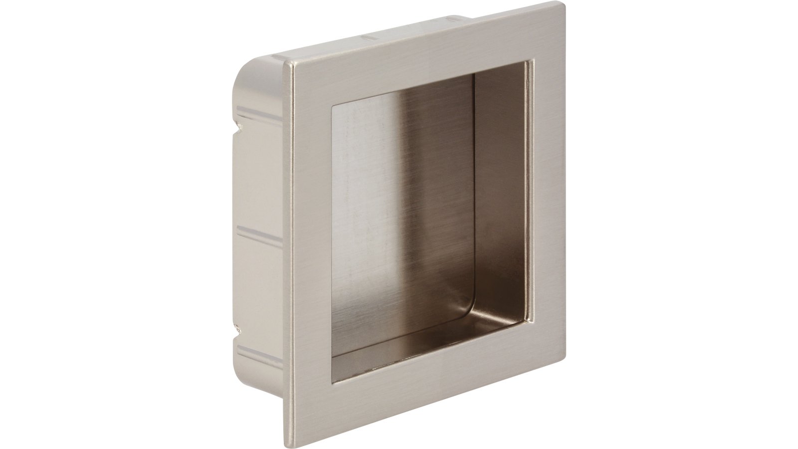 Muschel Ober-Ramstadt Druckguss - Stahl vernickelt feingeschliffen - 56 mm lang  vor weißem Hintergrund