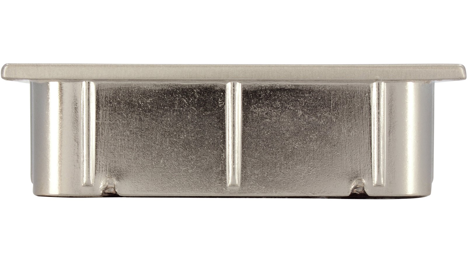 Muschel Ober-Ramstadt Druckguss - Stahl vernickelt feingeschliffen - 56 mm lang  vor weißem Hintergrund