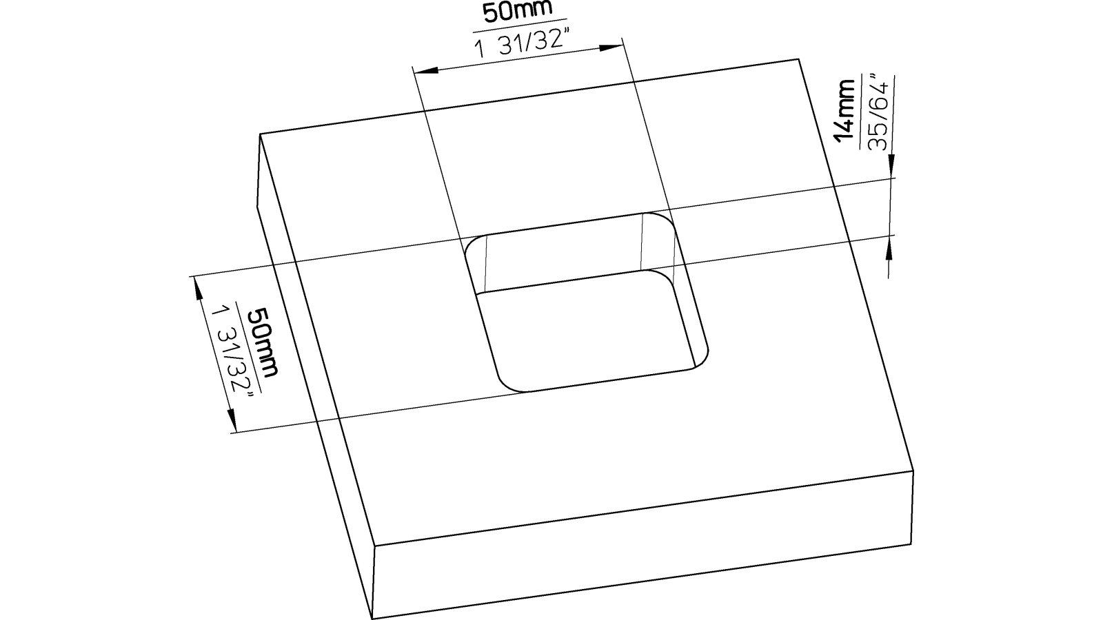 Muschel Ober-Ramstadt Druckguss - Stahl vernickelt feingeschliffen - 56 mm lang  vor weißem Hintergrund