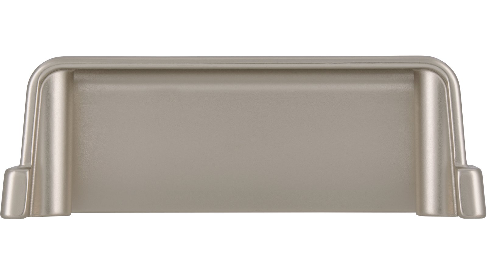 Muschelgriff Ostbevern Druckguss edelstahleffekt - 78 mm lang  vor weißem Hintergrund