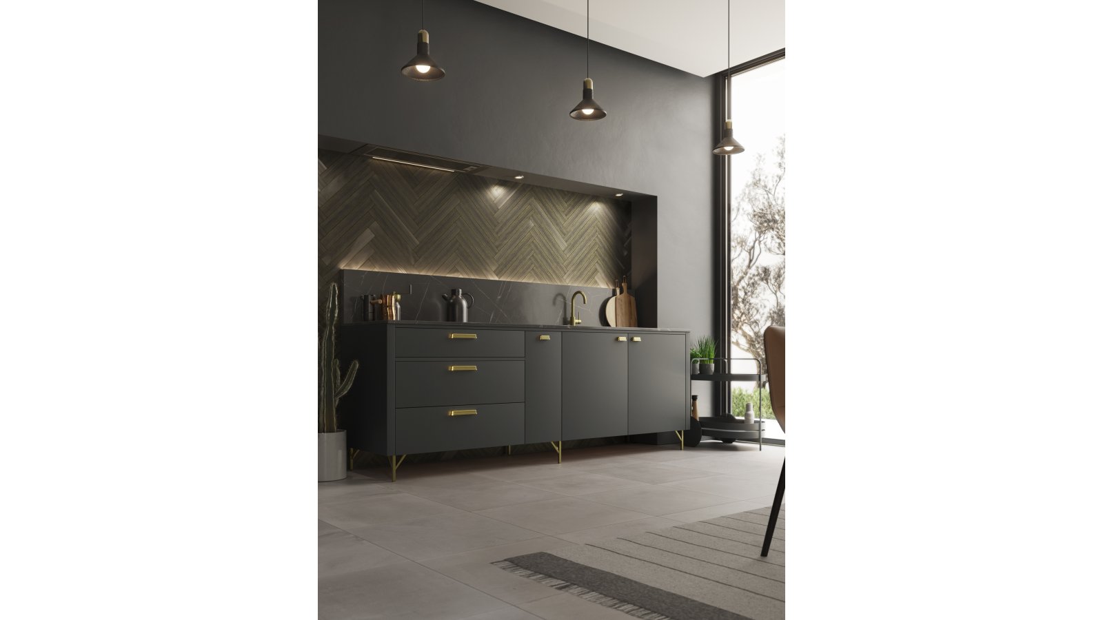 Muschelgriff Ostbevern Druckguss messingfarbig getrommelt matt - 78 mm lang  vor weißem Hintergrund