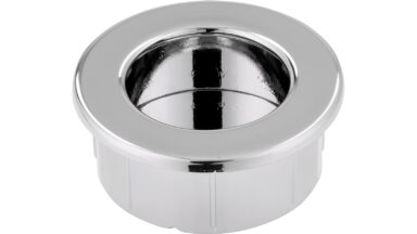 Muschel Riegelsberg Druckguss - Stahl chrom glänzend - 40 mm lang  vor weißem Hintergrund