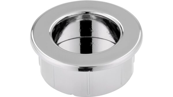 Muschel Riegelsberg Druckguss - Stahl chrom glänzend - 40 mm lang vor weißem Hintergrund
