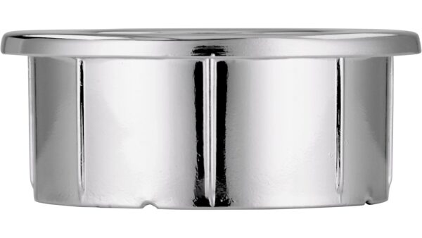 Muschel Riegelsberg Druckguss - Stahl chrom glänzend - 40 mm lang  vor weißem Hintergrund