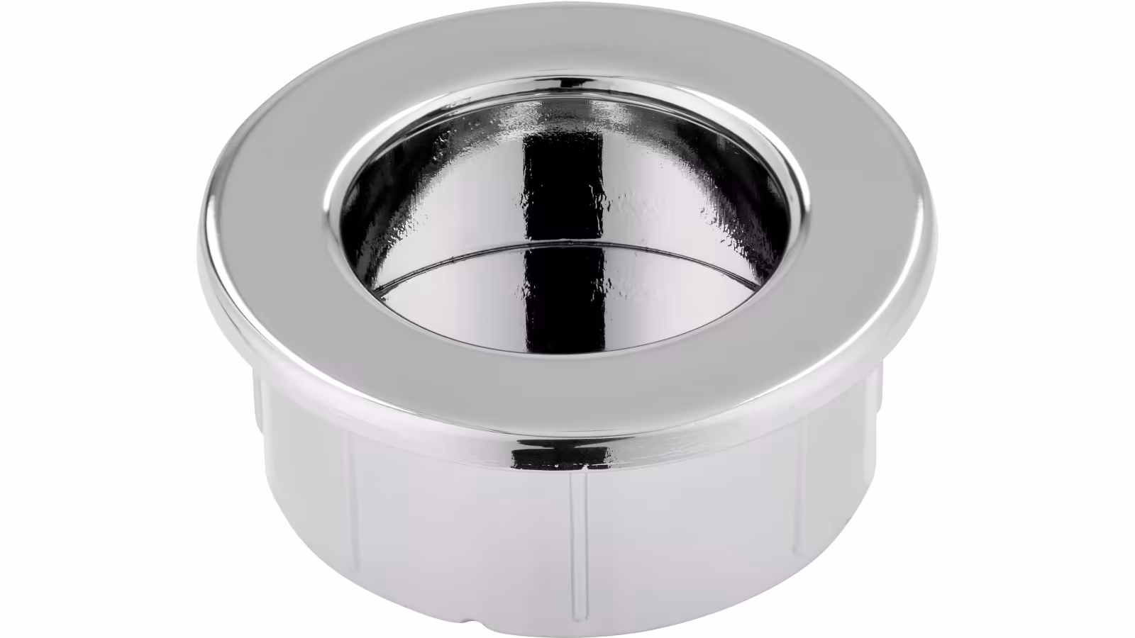 Muschel Riegelsberg Druckguss - Stahl chrom glänzend - 40 mm lang  vor weißem Hintergrund