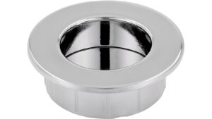 Muschel Riegelsberg Druckguss - Stahl chrom glänzend - 50 mm lang vor weißem Hintergrund