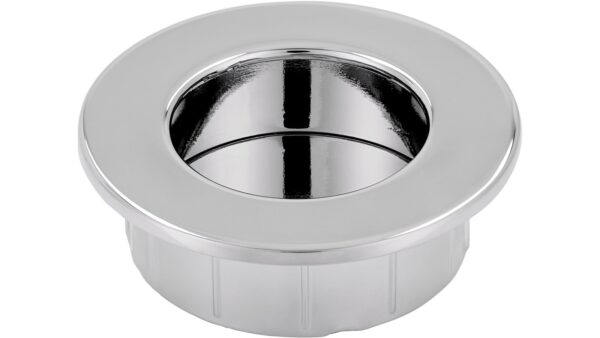 Muschel Riegelsberg Druckguss - Stahl chrom glänzend - 50 mm lang vor weißem Hintergrund