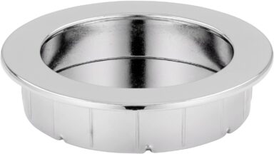 Muschel Riegelsberg Druckguss - Stahl chrom glänzend - 70 mm lang vor weißem Hintergrund