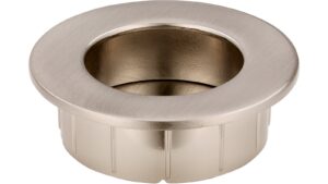 Muschel Riegelsberg Druckguss - Stahl vernickelt feingeschliffen - 50 mm lang  vor weißem Hintergrund