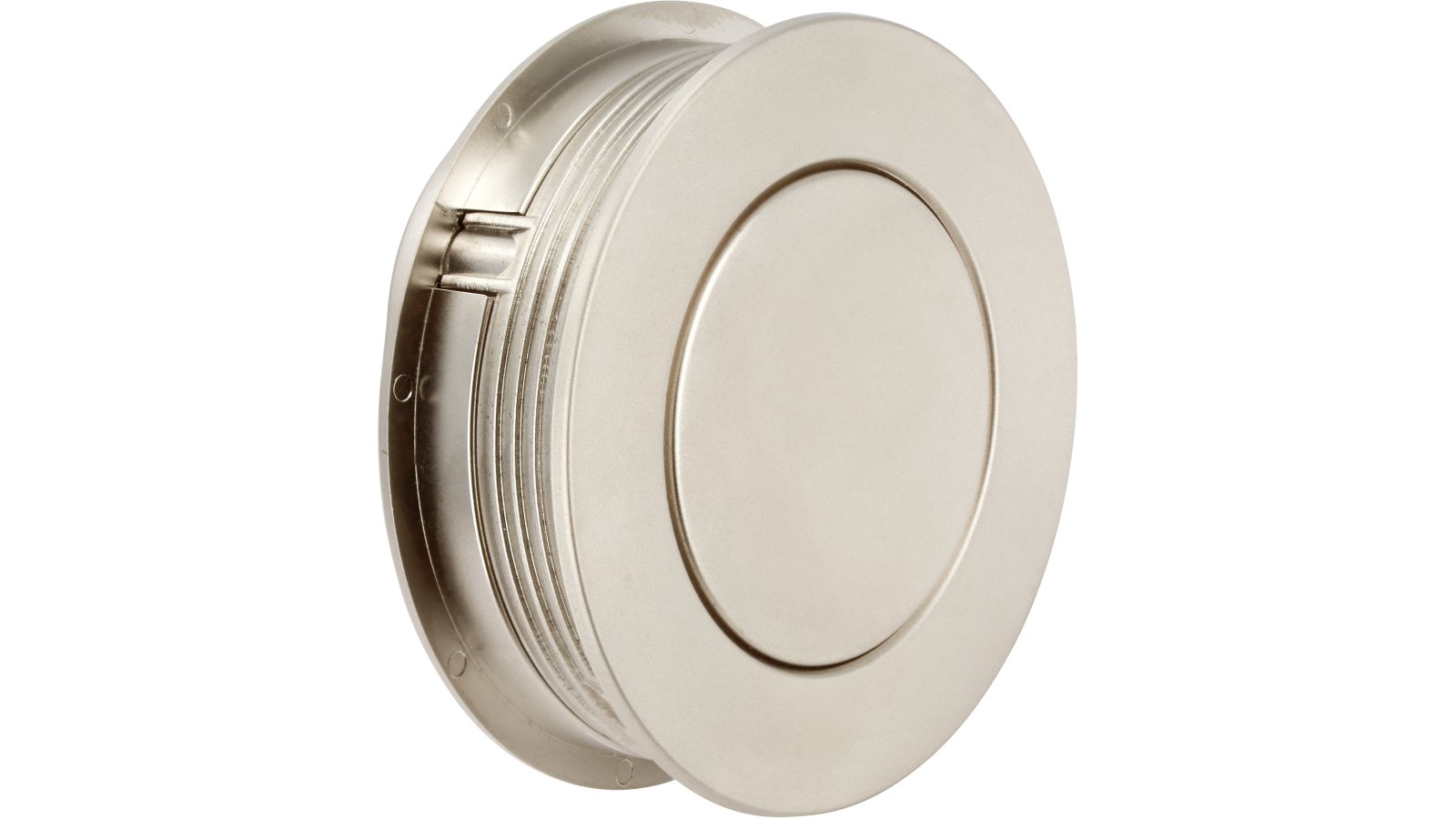 Muschel Steinfurt Kunststoff metallisiert nickel - 60 mm lang  vor weißem Hintergrund