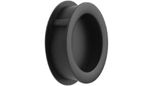 Muschelgriff TUB-ROUND Zink - Schwarz matt - 65 mm lang  vor weißem Hintergrund