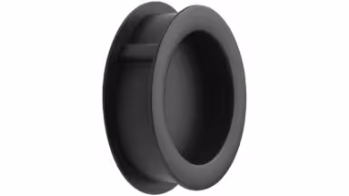 Muschelgriff TUB-ROUND Zink - Schwarz matt - 65 mm lang vor weißem Hintergrund